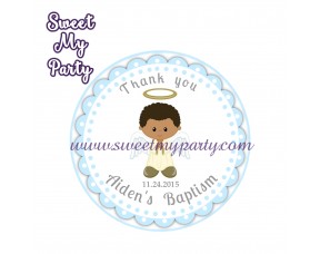 Boy Baptism stickers,Boy Christening thank you tags,(6)